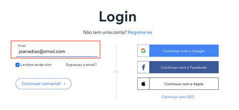 Fazer login na sua conta Wix 